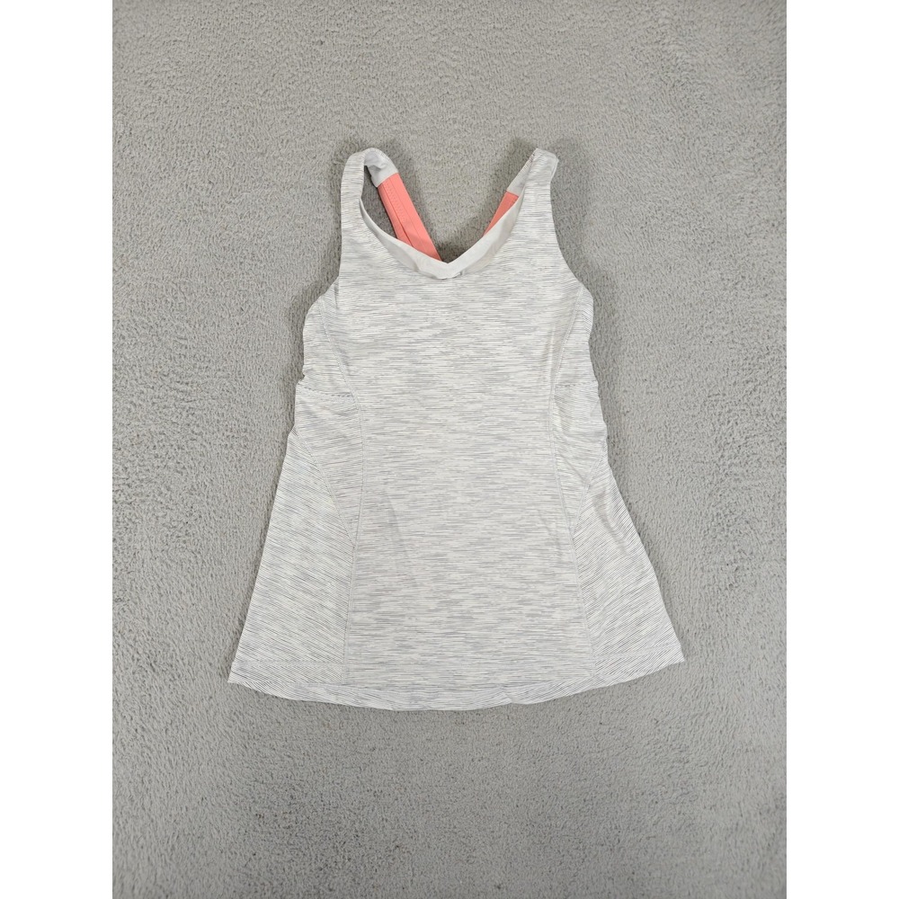 Lululemon Tank Top Womens 4 Heather Gray Crossback Built-In Bra‎ Yoga Athletic